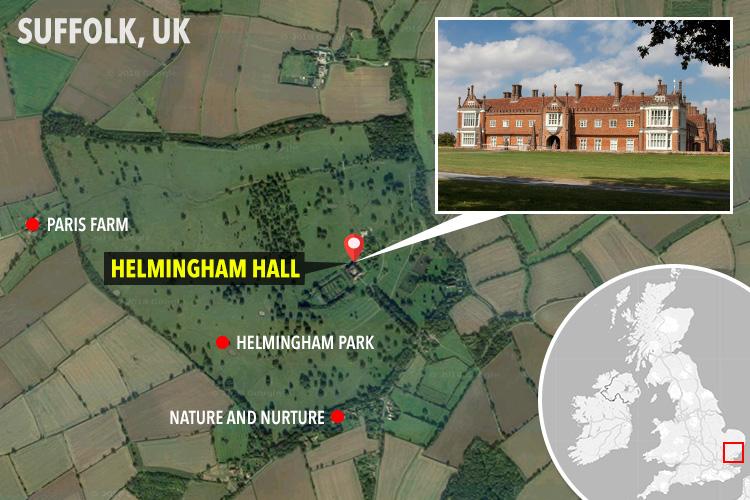  Map showing location of Helmingham Hall