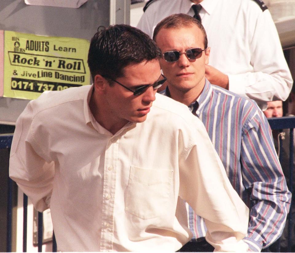  Jamie Acourt and brother Neil arriving at the public inquiry into Stephen's killing in 1998