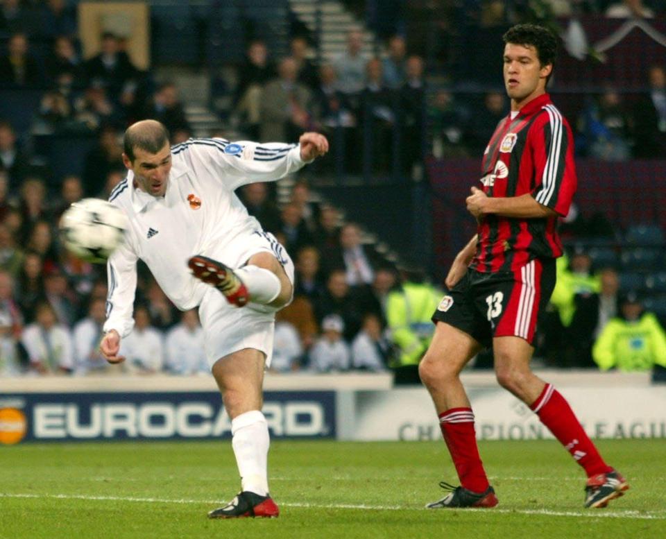  Zinedine Zidane scored one of the best goals in Champions League final history against Bayer Leverkusen in Glasgow in 2002