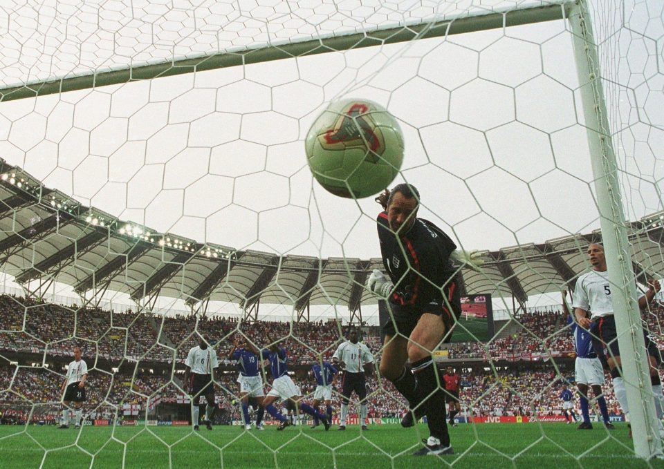  The England legend was lobbed from 45 yards by Ronaldinho as Brazil dumped the Three Lions out of the tournament