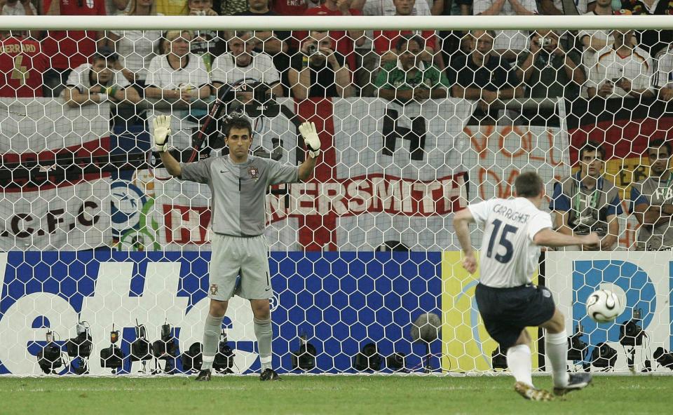  Liverpool defender Jamie Carragher hit a weak effort against Portugal in 2006