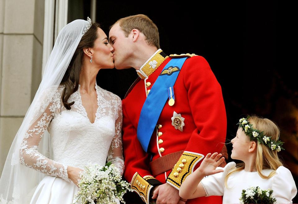  Prince William and Kate Middleton shared a kiss on the balcony of Buckingham Palace after their wedding in April 2011