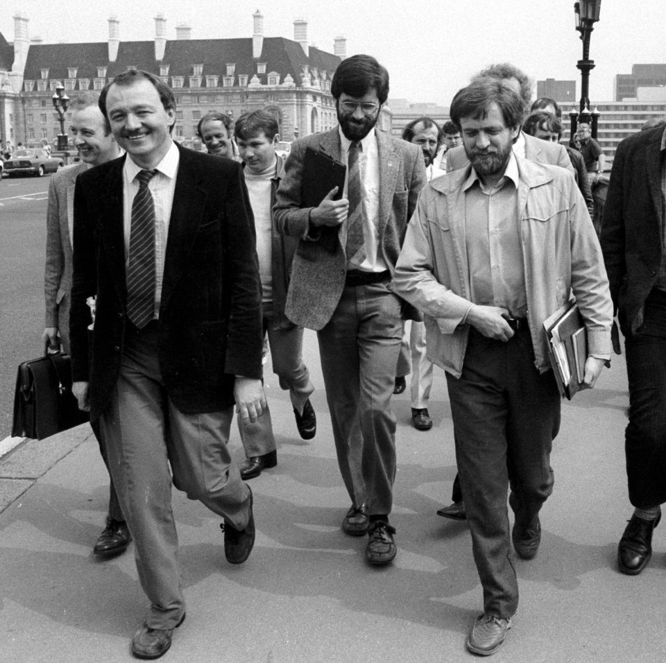  Mr Livingstone, left, with Mr Corbyn, right, and Gerry Adams in the 1980s