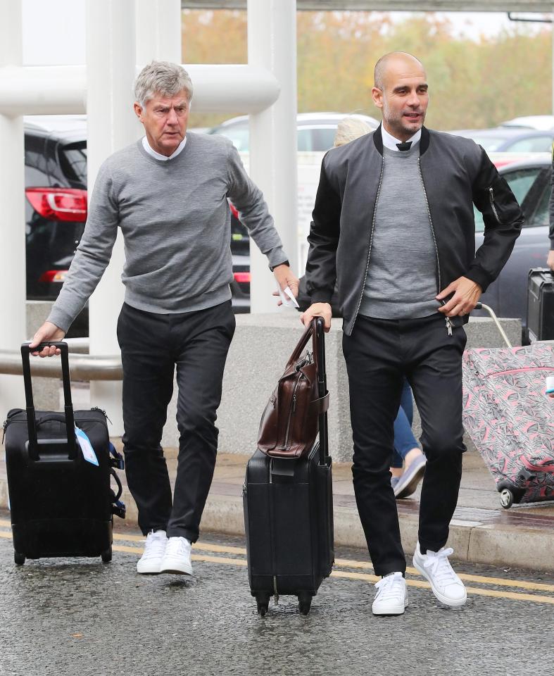  Man City's Pep Guardiola always looks effortlessly cool when travelling with his team for European duty