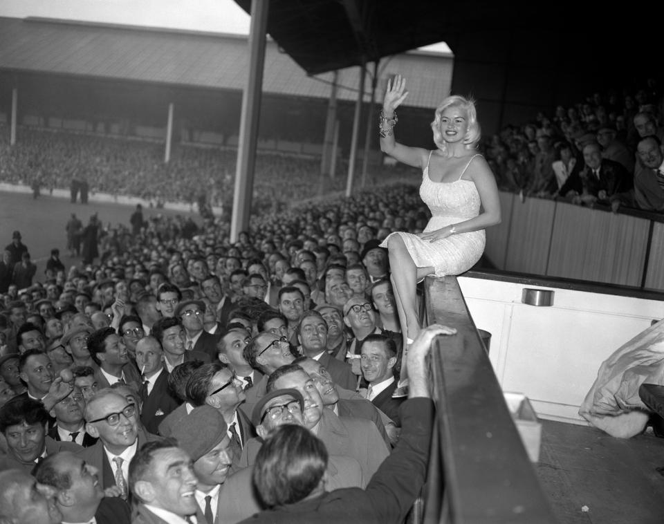  Mansfield at Tottenham Hotspur's grounds White Heart Lane during a visit to Britain in 1959