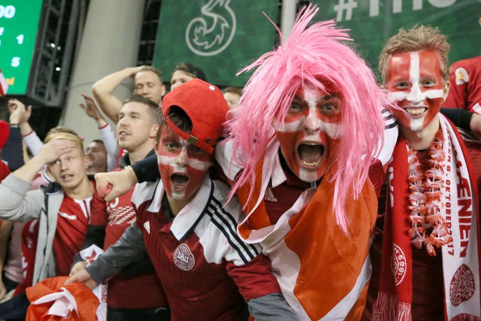  Danish fans go wild at qualifying for Russia via the play-offs