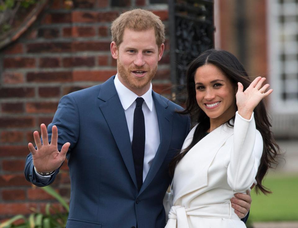  Prince Harry and Meghan Markle at Kensington Palace after their engagement was announced