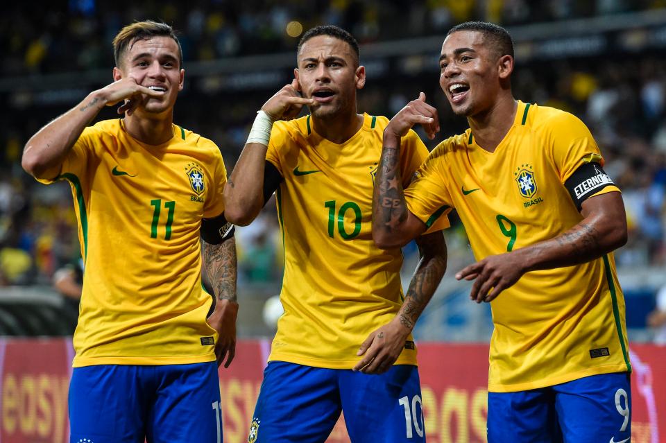  Philippe Coutinho, Neymar and Jesus are likely to make up Brazil's attack for the World Cup