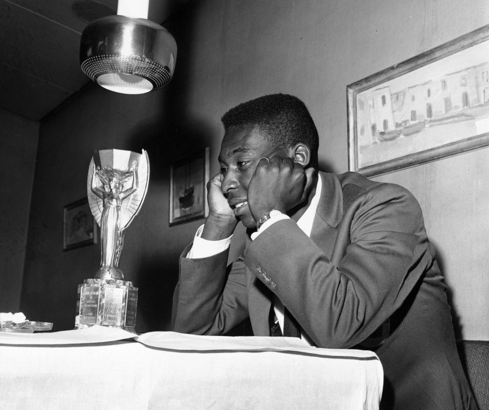  The Brazil legend with his eyes on the prize after the 1958 World Cup final win