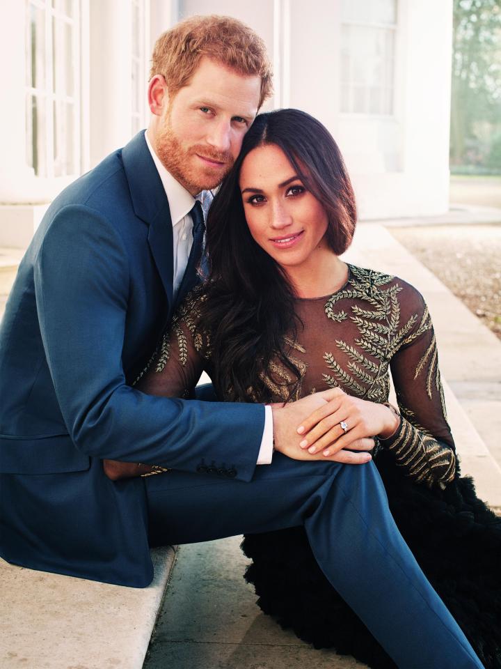  Meghan and Harry pose for pictures after announcing their engagement