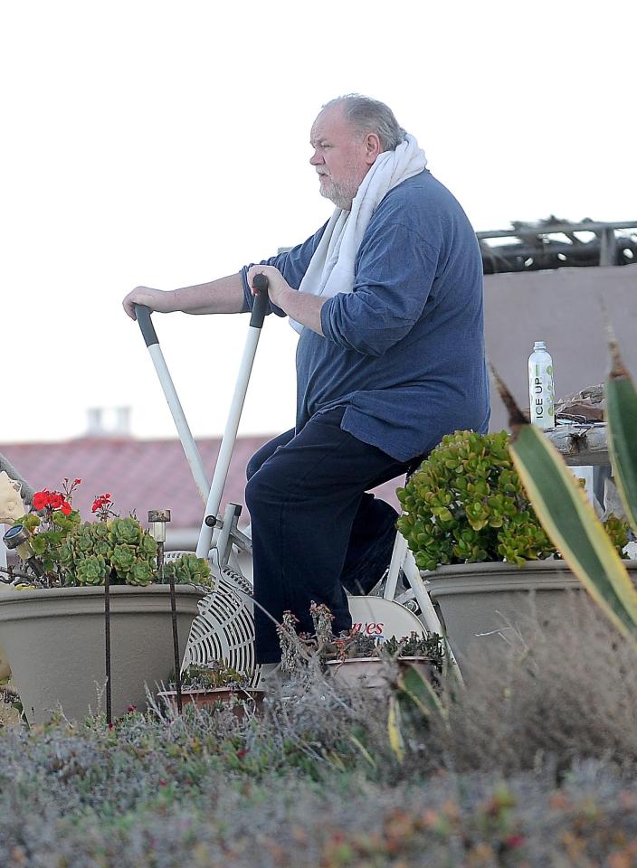  Photographs showed Meghan's dad exercising before the big day