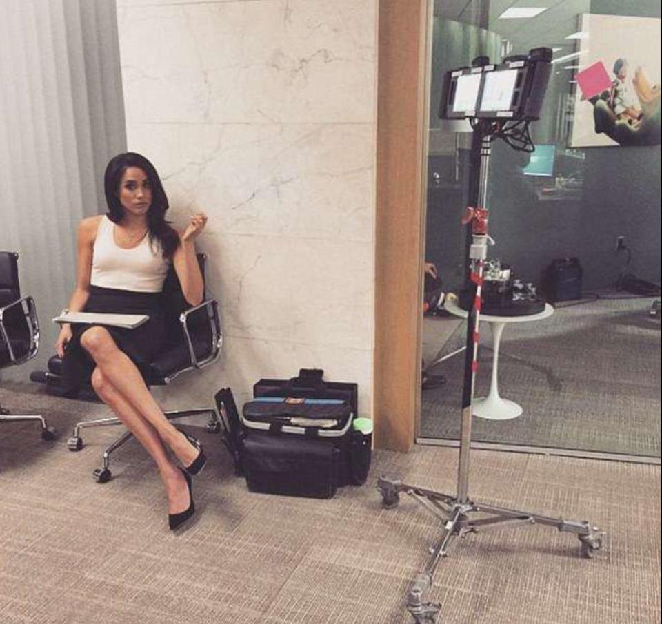  Meghan Markle larking about on the set of Suits before she left to wed Prince Harry