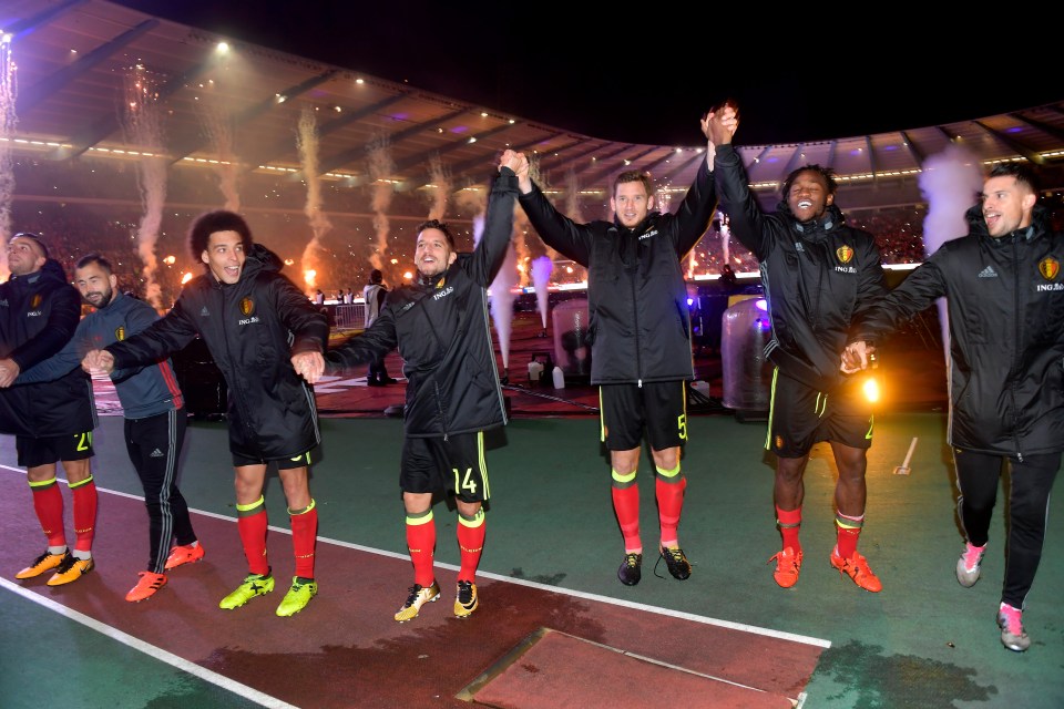 Belgium stars celebrate qualifying for the finals in Russia