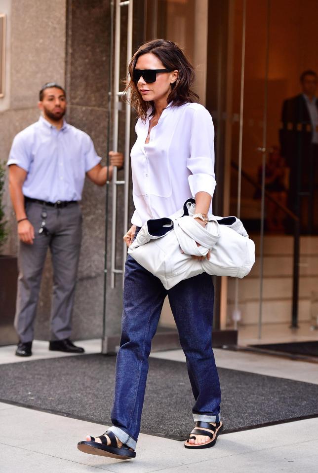  Victoria Beckham kicked off her heels and walked straight into a trend in these Céline numbers in 2016