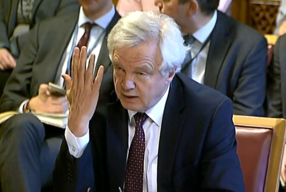  Brexit Secretary David Davis hinted he might quit the Cabinet last night over the Government's bitter row over customs relations with Brussels