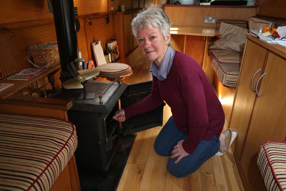  Helen's boat has a living area too with a log burner