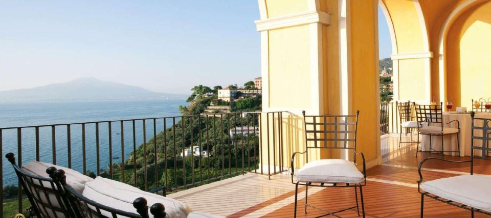  The Grand Hotel Angiolieri near Sorrento in Southern Italy has a terrace which looks out over the sea