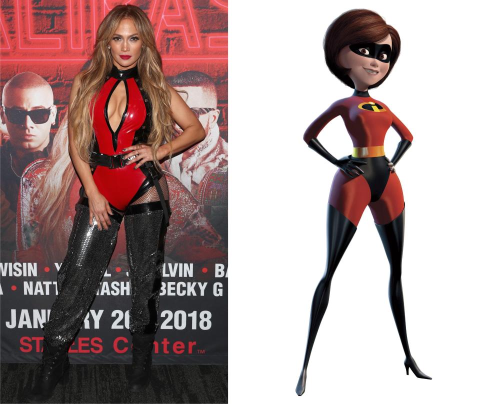  You might not believe how good a 'toon's outfit can look but Jennifer Lopez looks just fine like Mrs Incredible