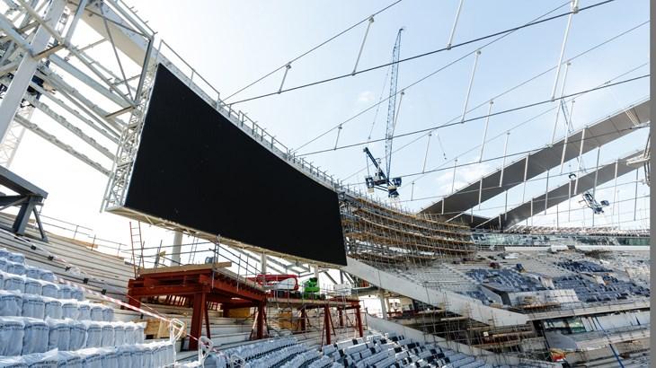 Tottenham have installed one of two giant LED screens at their new stadium