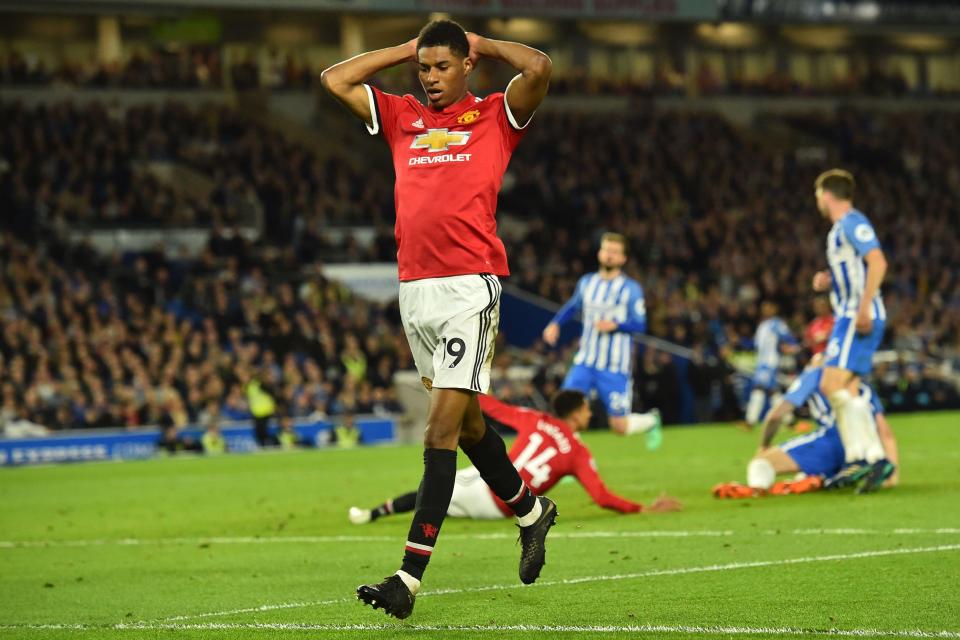 Marcus Rashford had a shocker as United slumped to defeat at Brighton - and then got a bashing from his manager