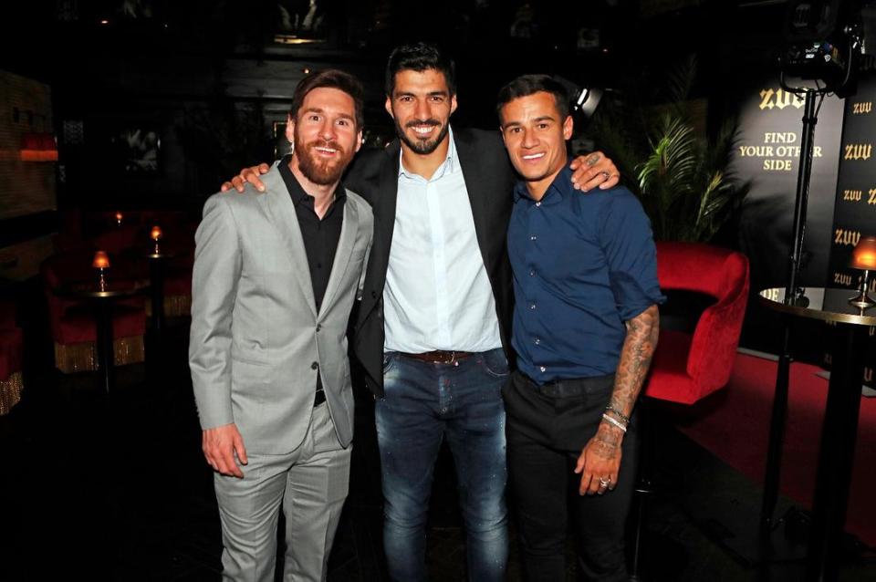  Lionel Messi, Luis Suarez and Philippe Coutinho spent an evening out and about