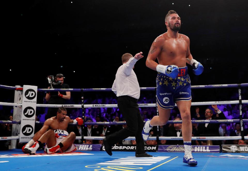  Tony Bellew stopped David Haye in the fifth round to win their rematch in London on Saturday night