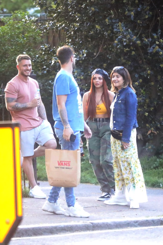 Jesy Nelson and Harry James, centre, and pals were spotted on a picnic