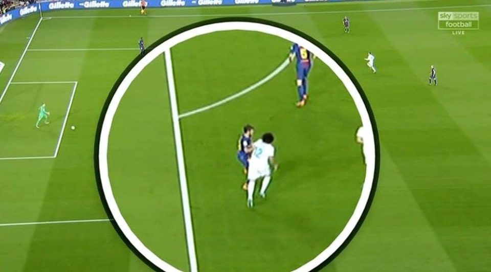  Sergi Roberto was shown a straight red for this hit on Marcelo