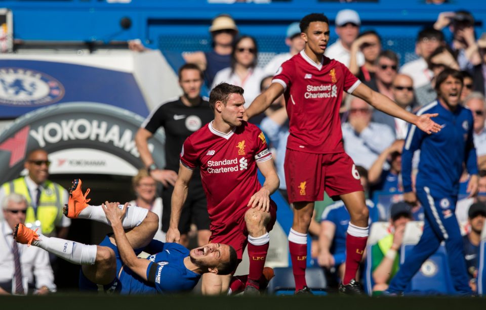  James Milner escaped a yellow card for a lunge on Eden Hazard