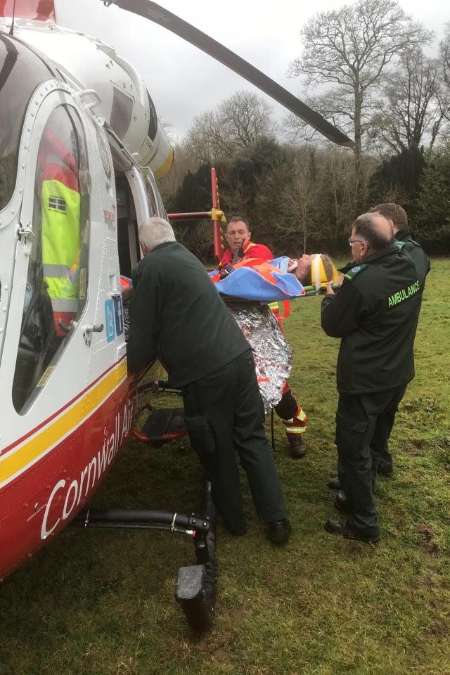  An air ambulance rushed to the scene to fly her to hospital