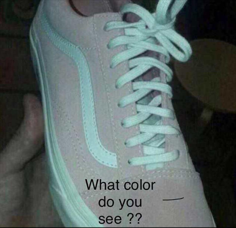  Some see green and grey, others white and pink