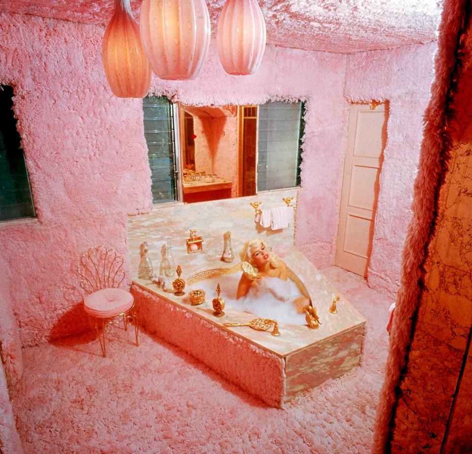  Inside Mansfield's Pink Palace all the rooms were painted pink and filled with pink furnishings, including a fountain spurting pink champagne