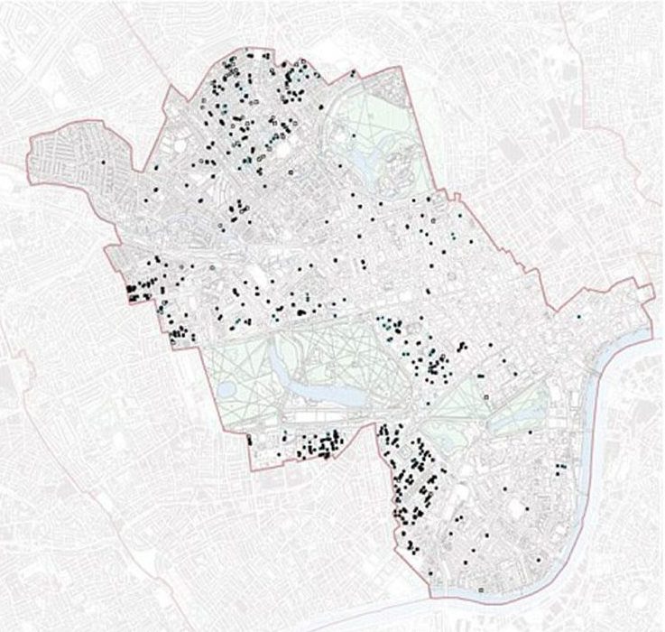 Map of basements in Westminster compared to ones that have been converted