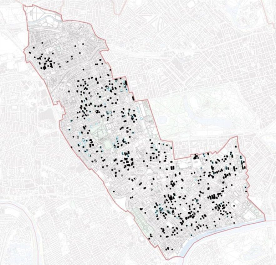 Map of Kensington and Chelsea basements