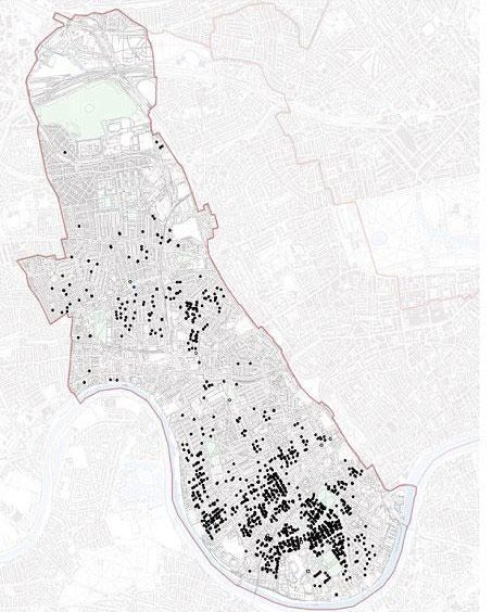 Map of Hammersmith and Fulham basements between 2008-2017