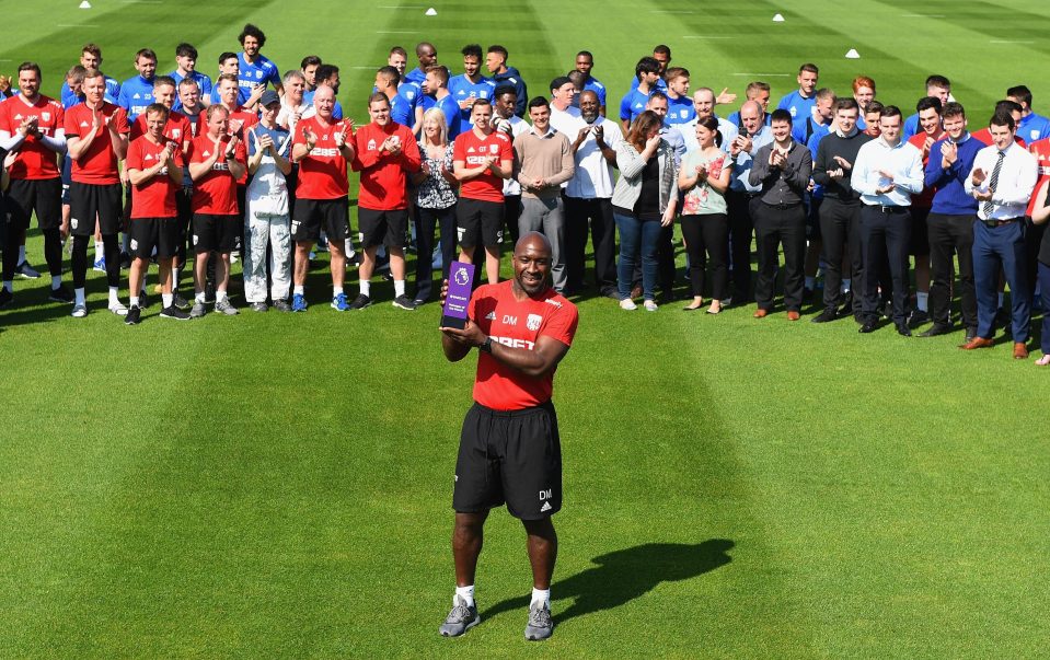  He was presented with the award today, just hours before the Baggies were relegated