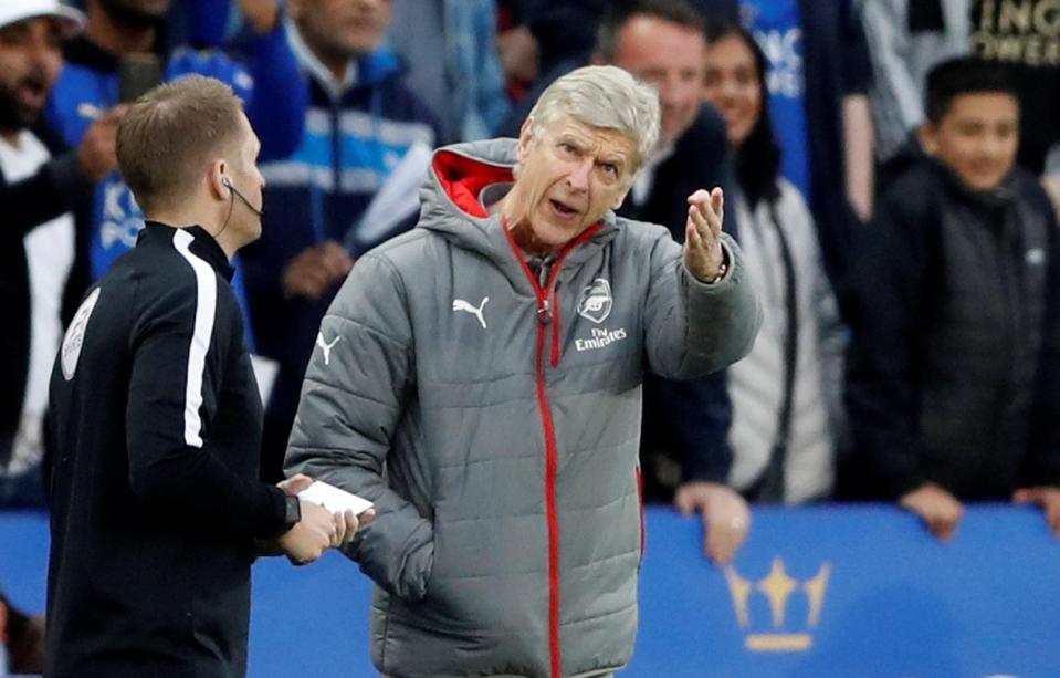  Wenger watched his side go down 3-1 at Leicester last night