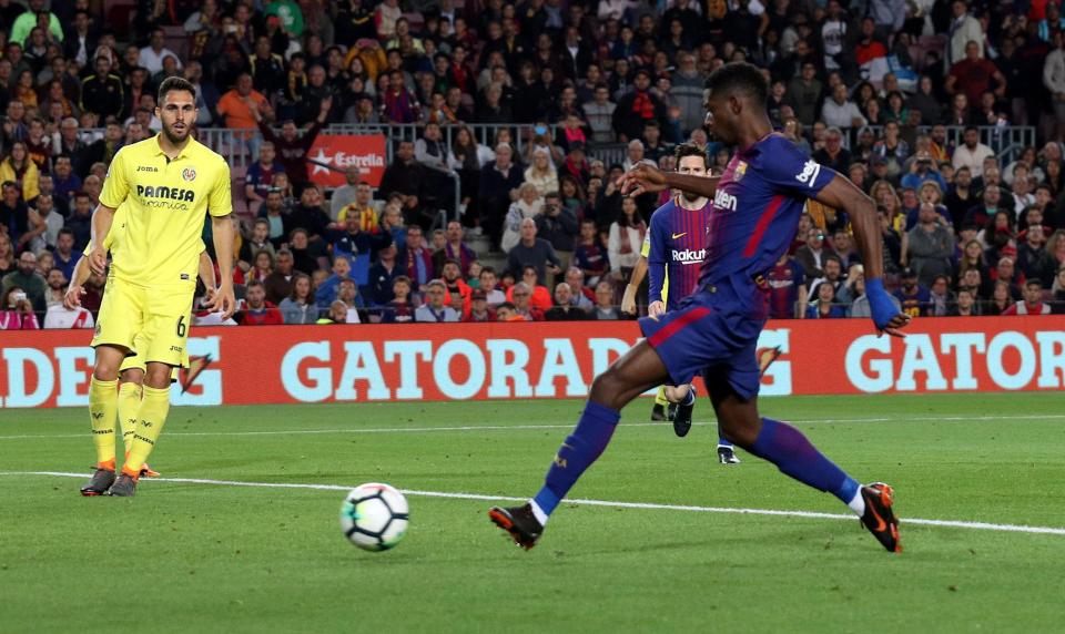  Ousmane Dembele slides home the fourth to kill any hopes of a fightback