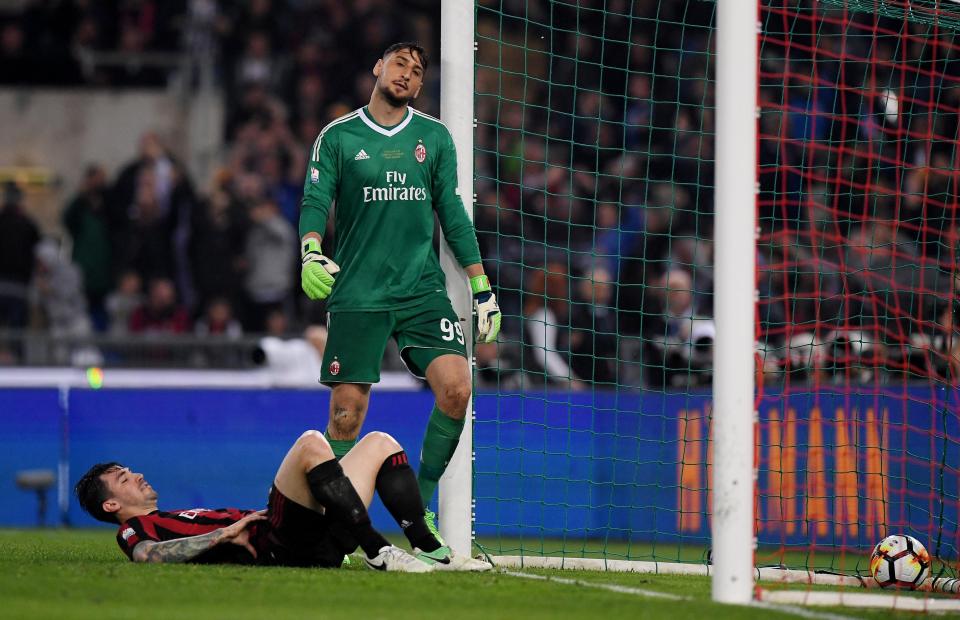  Milan goalkeeper Gianluigi Donnarumma endured a nightmare evening as he gifted Juve two goals