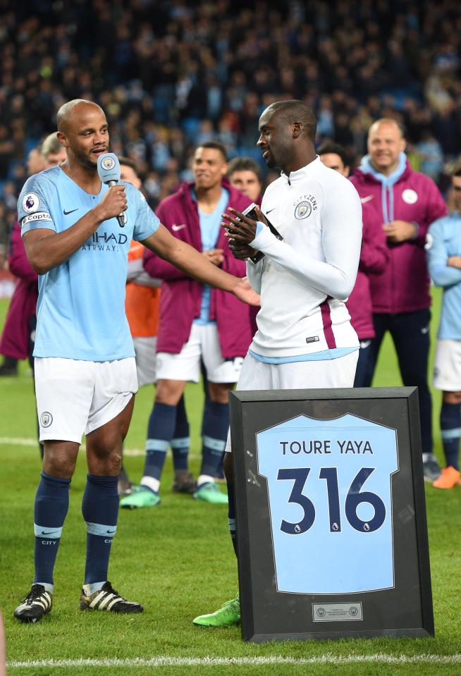  Man City paid tribute to the midfielder in his last game at the Etihad