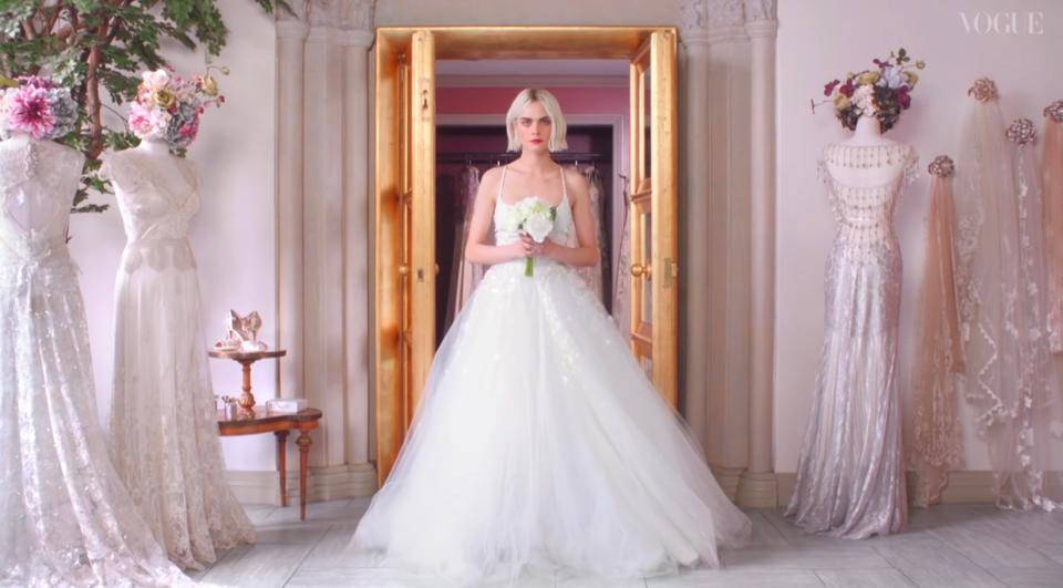  Cara weds herself in a video for Vogue