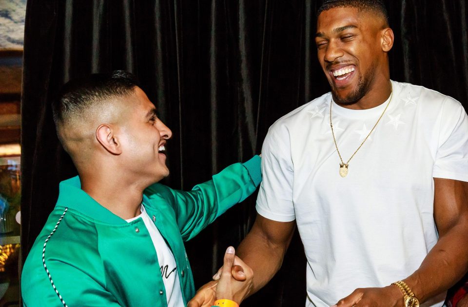  Samir Kamani, the son of Boohoos founder, shared a handshake and a hug with boxing superstar Anthony Joshua