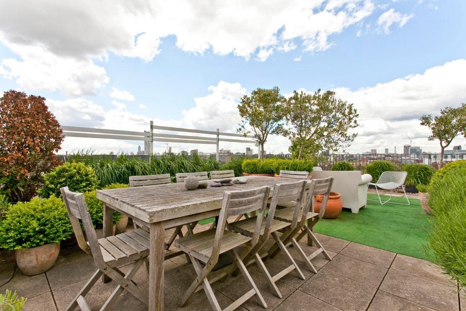  An outdoor terrace features 1,300 sq foot of space