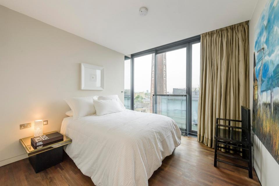  A bedroom boasts impressive views of the captial