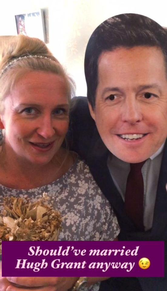  Hayley's hilarious video featured her son wearing a Hugh Grant mask