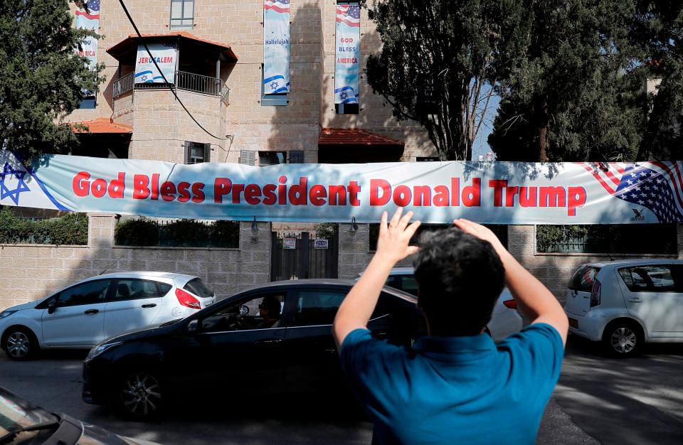  Banners praise Trump after his decision to move the US embassy to Jerusalem