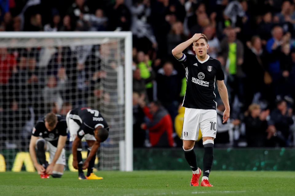  Fulham players were gutted by the first-leg loss at Derby