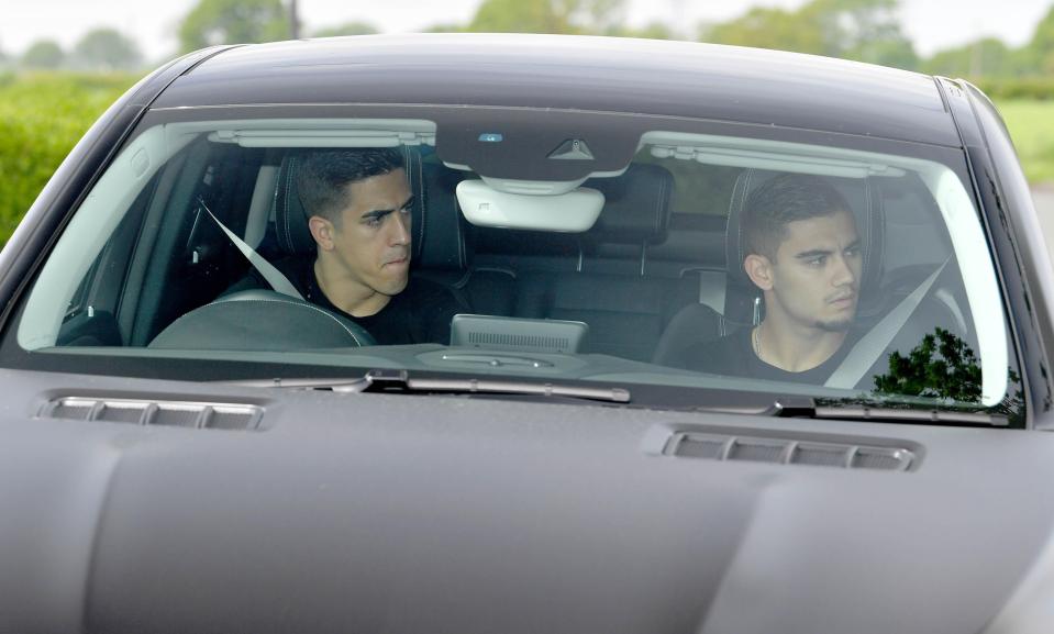  Andreas and Joel Pereira drove to training together ahead of Man United's final Premier League game