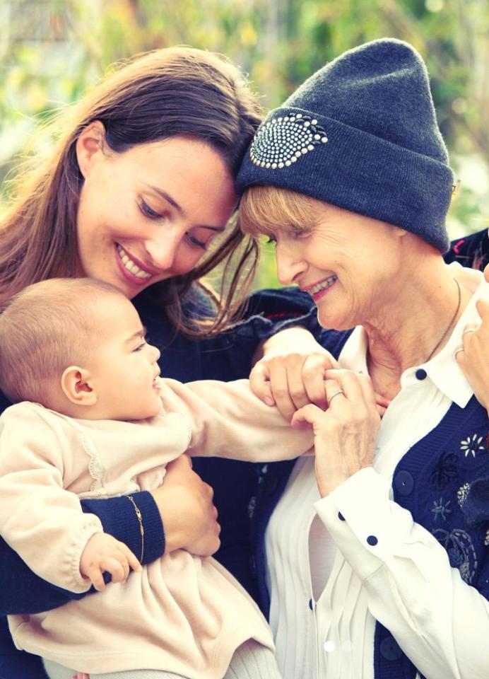  Dame Tessa, pictured with her daughter-in-law Ella and grand-daughter, was surrounded by her family at the time of her death