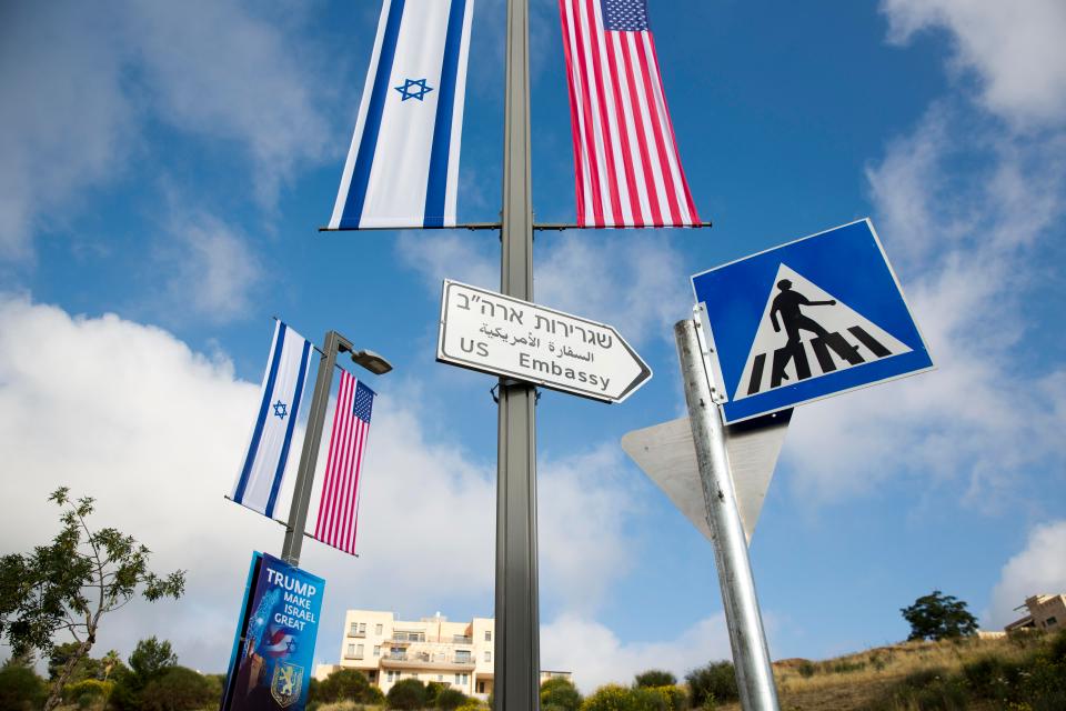  Jerusalem is decked out with US and Israeli flags today